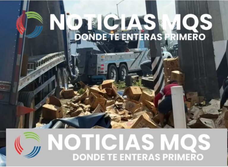 Saqueo tras volcadura de tráiler con cerveza en la autopista México–Querétaro