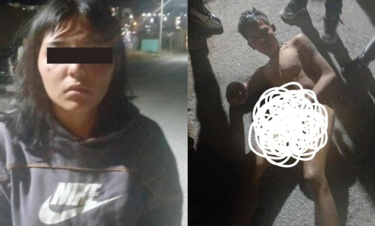 Vecinos del Dorado en Huehuetoca desnudaron a un presunto asaltante y detuvieron a su acompañante