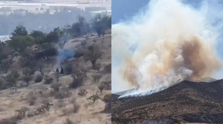 En imagen el momento exacto en que hombres provocaron el incendio en Sierra de Tepotzotlán