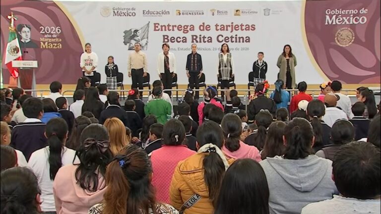 Lanzó Sheinbaum desde el Edomex nueva beca para niños y llama a frenar el bullying