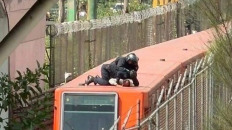 Detienen a hombre que viajaba en el techo de un tren de la Línea B del Metro