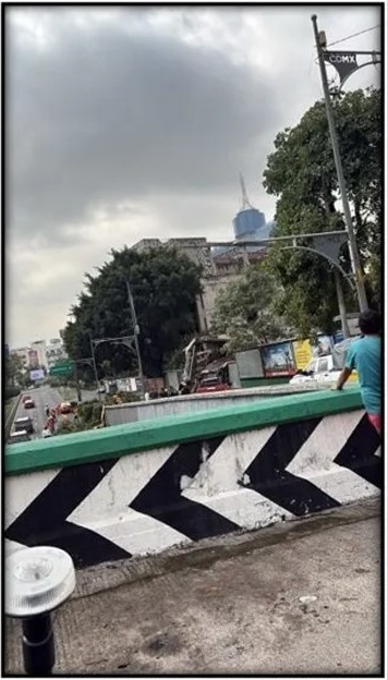 Derrumbe en edificio de KIA en la CDMX afecta viaducto en Benito Juárez