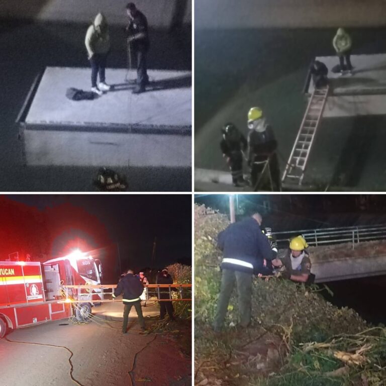 Rescatan a dos personas tras caer una camioneta a canal de aguas negras en Teoloyucan