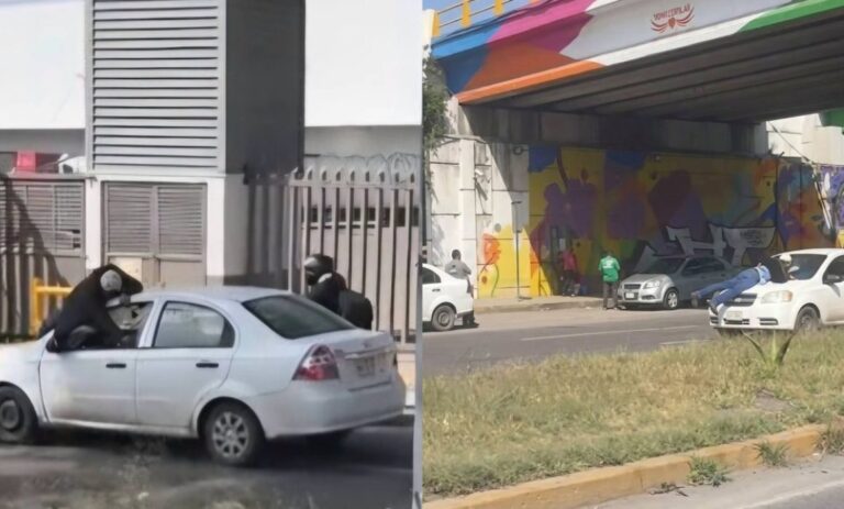 Captan a mujer arrastrando a hombre en cofre de su auto en la México-Querétaro