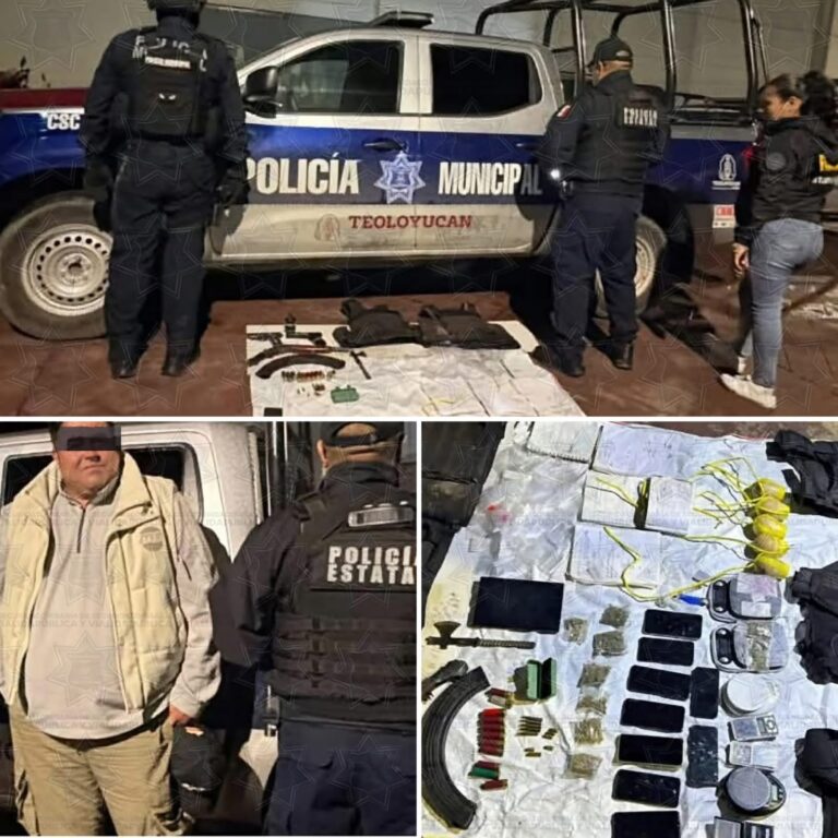 Cateo en Teoloyucan deja un hombre detenido; aseguran presuntas drogas, una escopeta y cartuchos