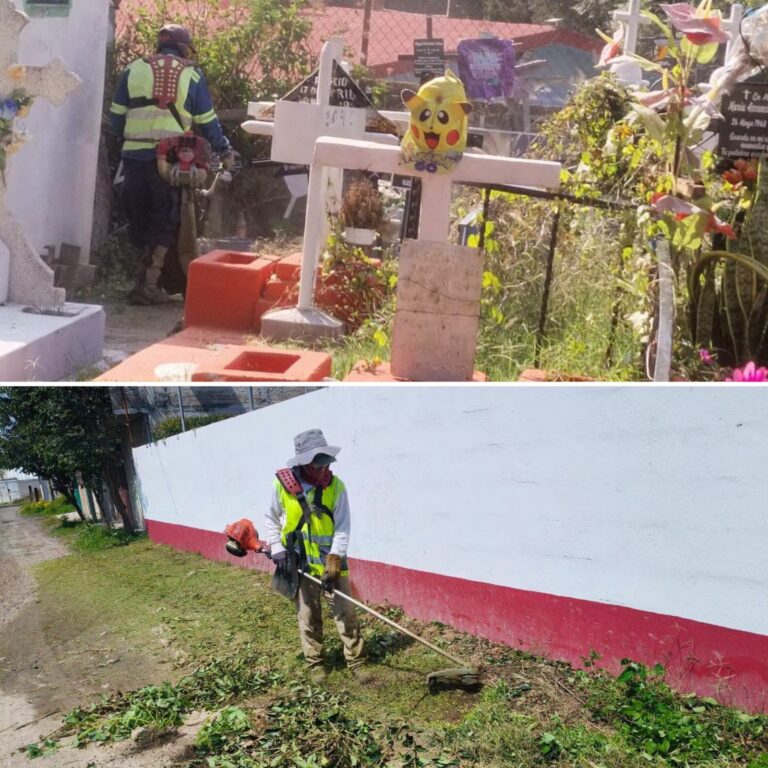 Realizan mantenimiento en el Panteón Municipal de Teoloyucan previo a Día de Muertos